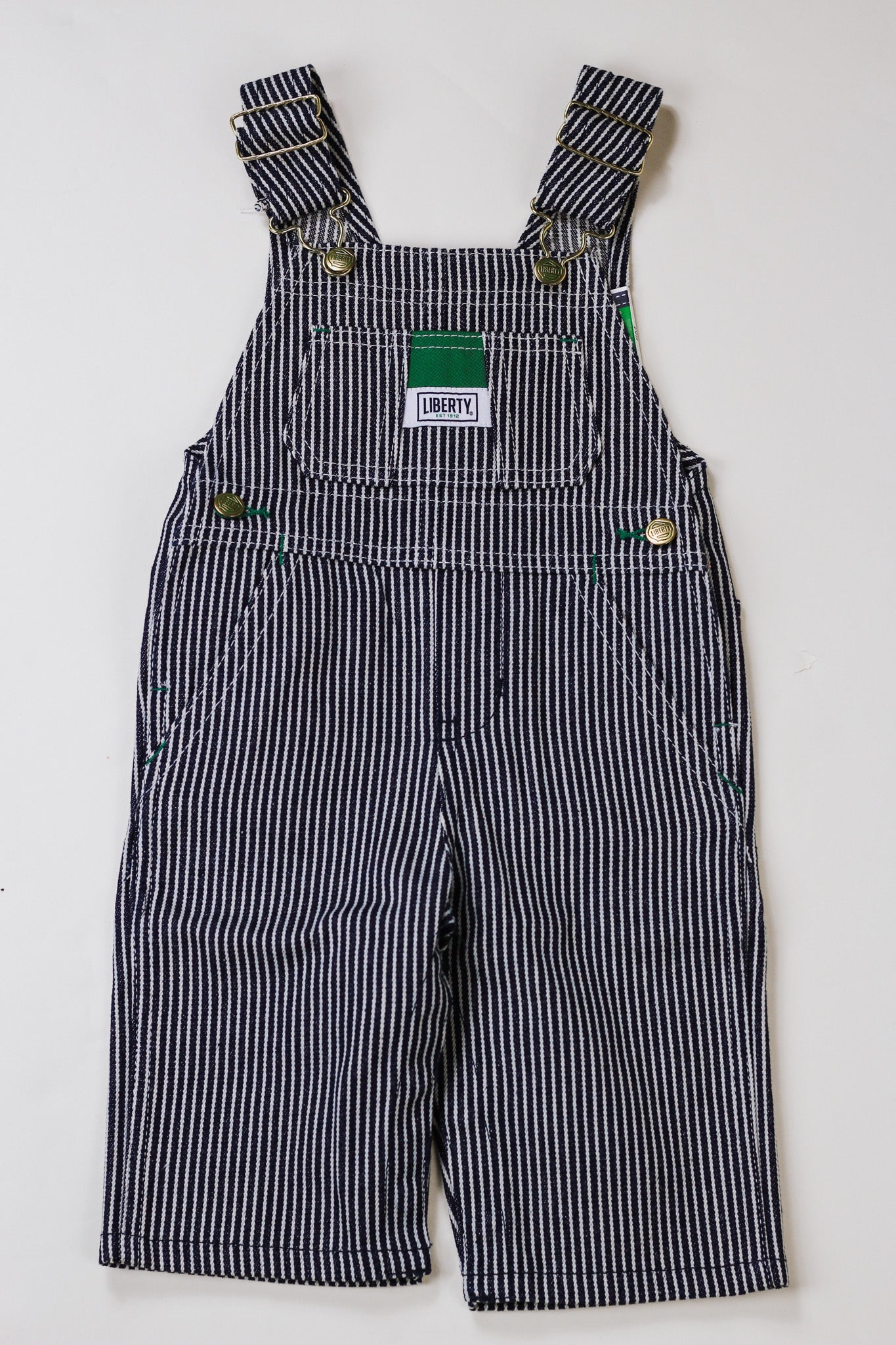 Navy Blue Denim Striped Overalls