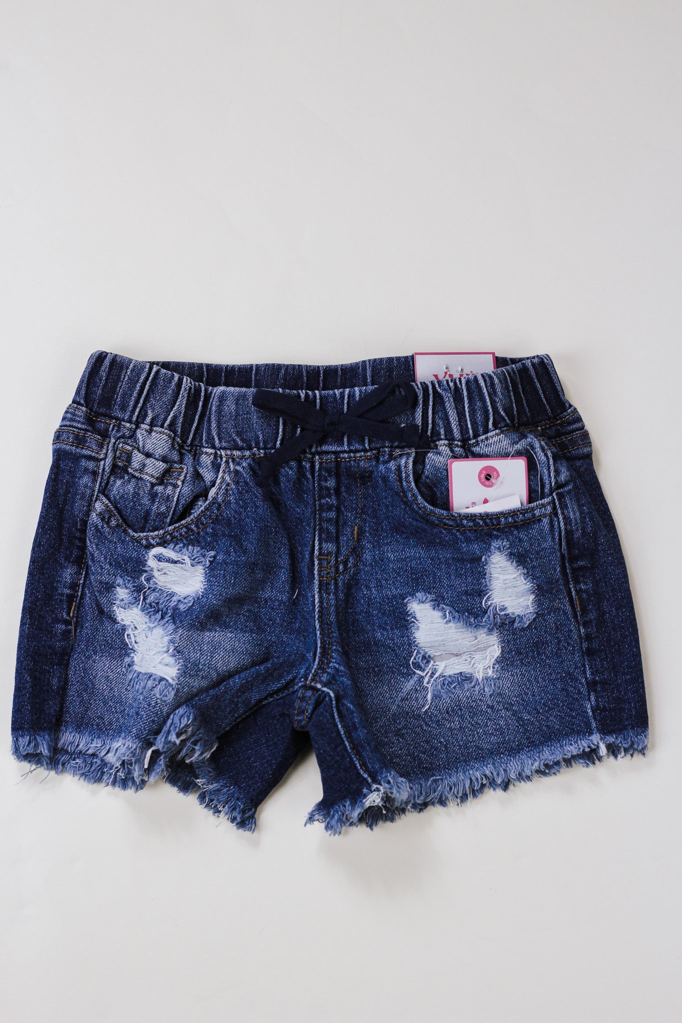 Girls Medium Wash Denim Shorts With Fray