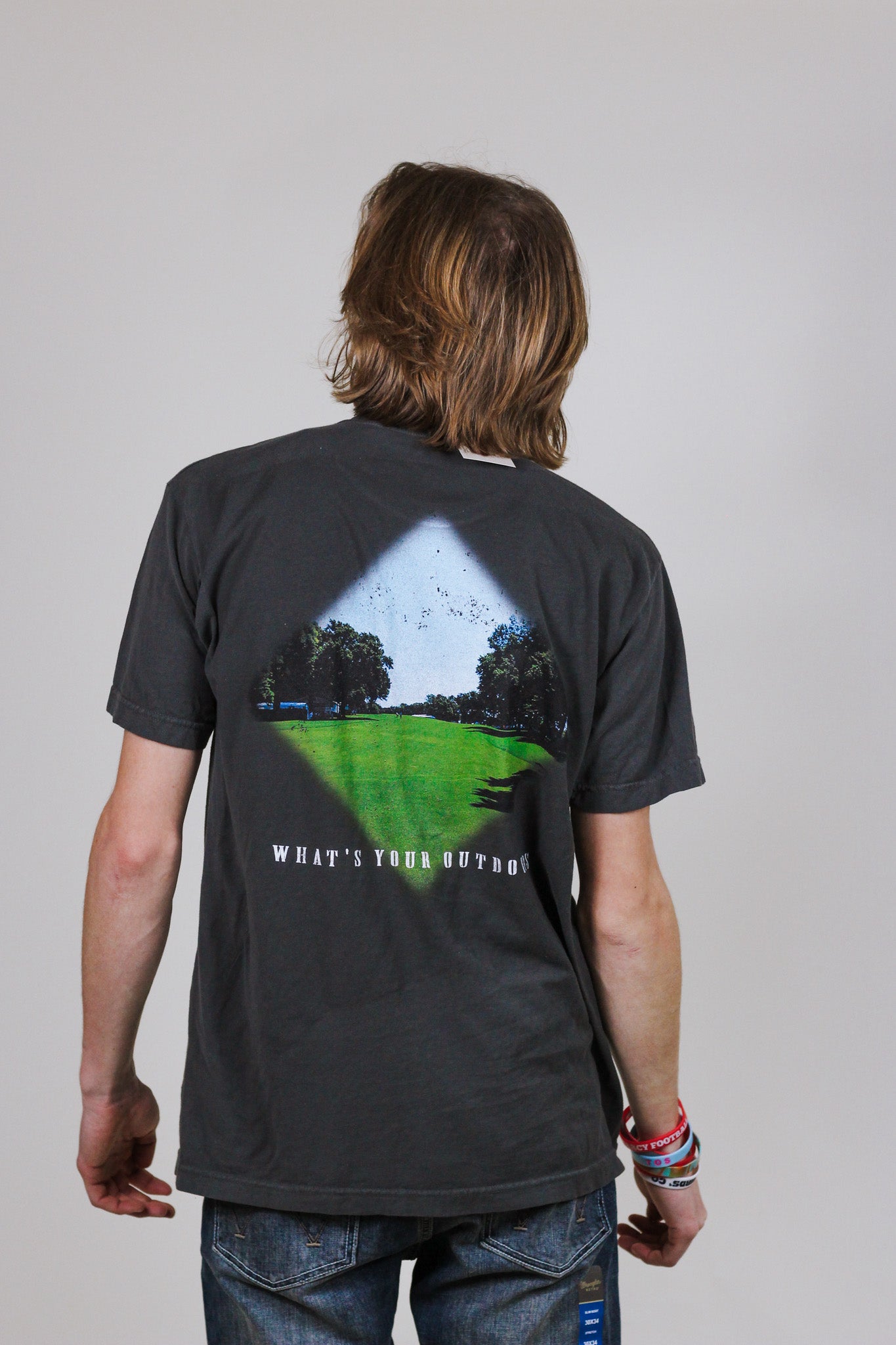 Outdoors Black Mens Graphic Tee