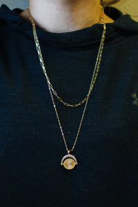 Gold Rhinestone Circle 16"-18" Necklace
