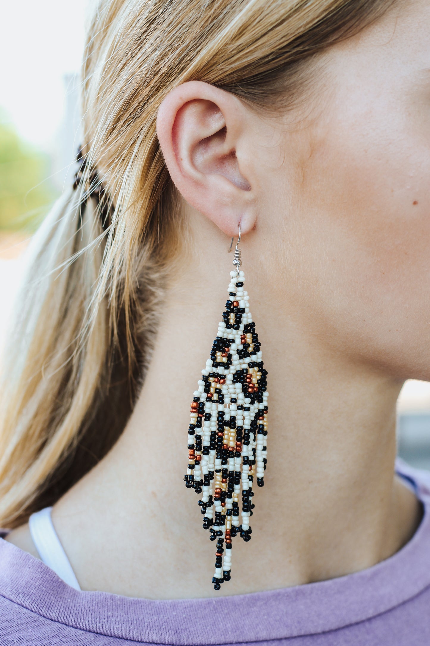 Leopard Beaded Chunky Earrings