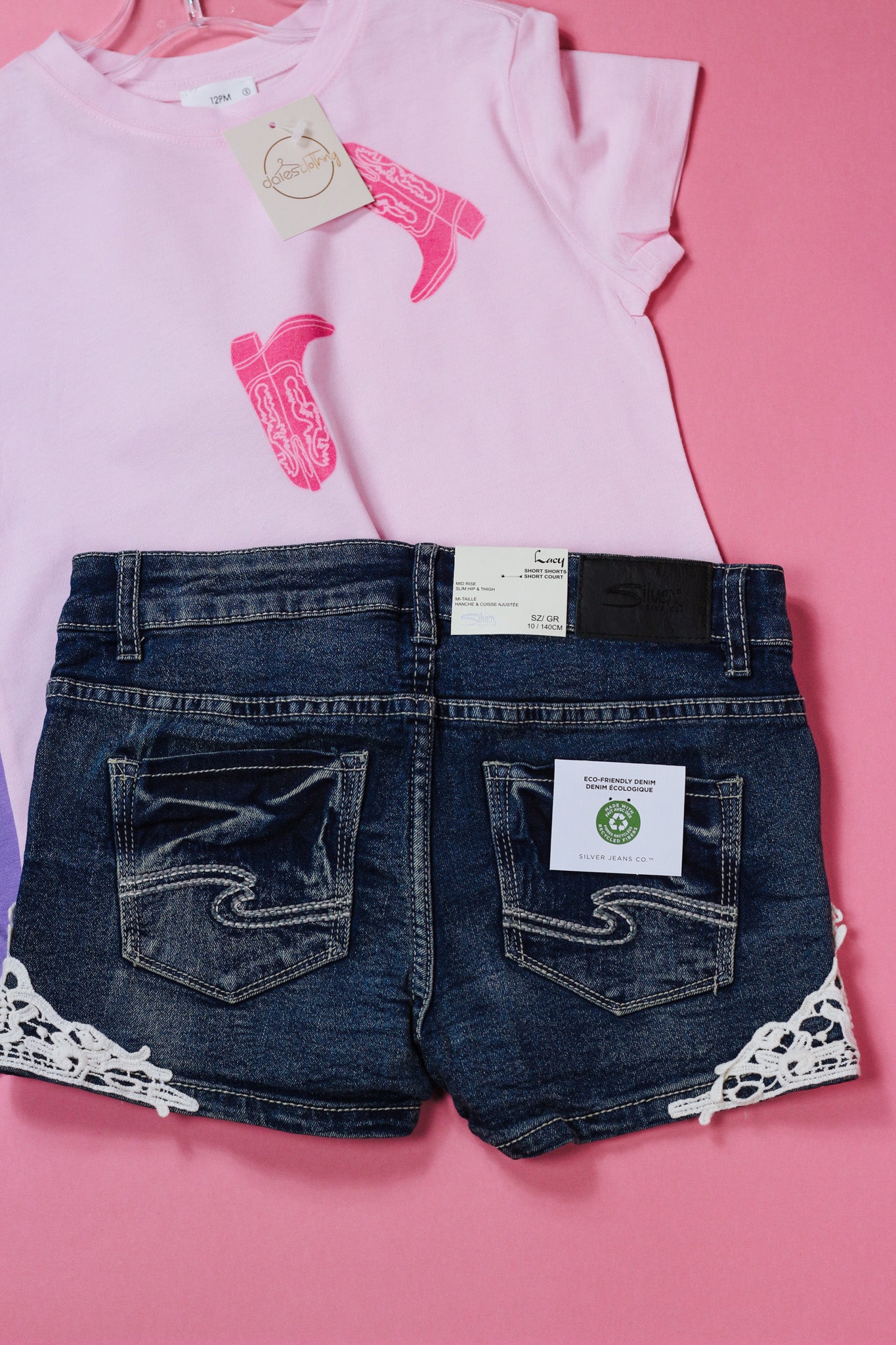 Girls Denim Shorts With Lace