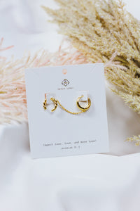 Gold Earring With Twisted Ear Cuff