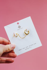 Gold Earring With Twisted Ear Cuff
