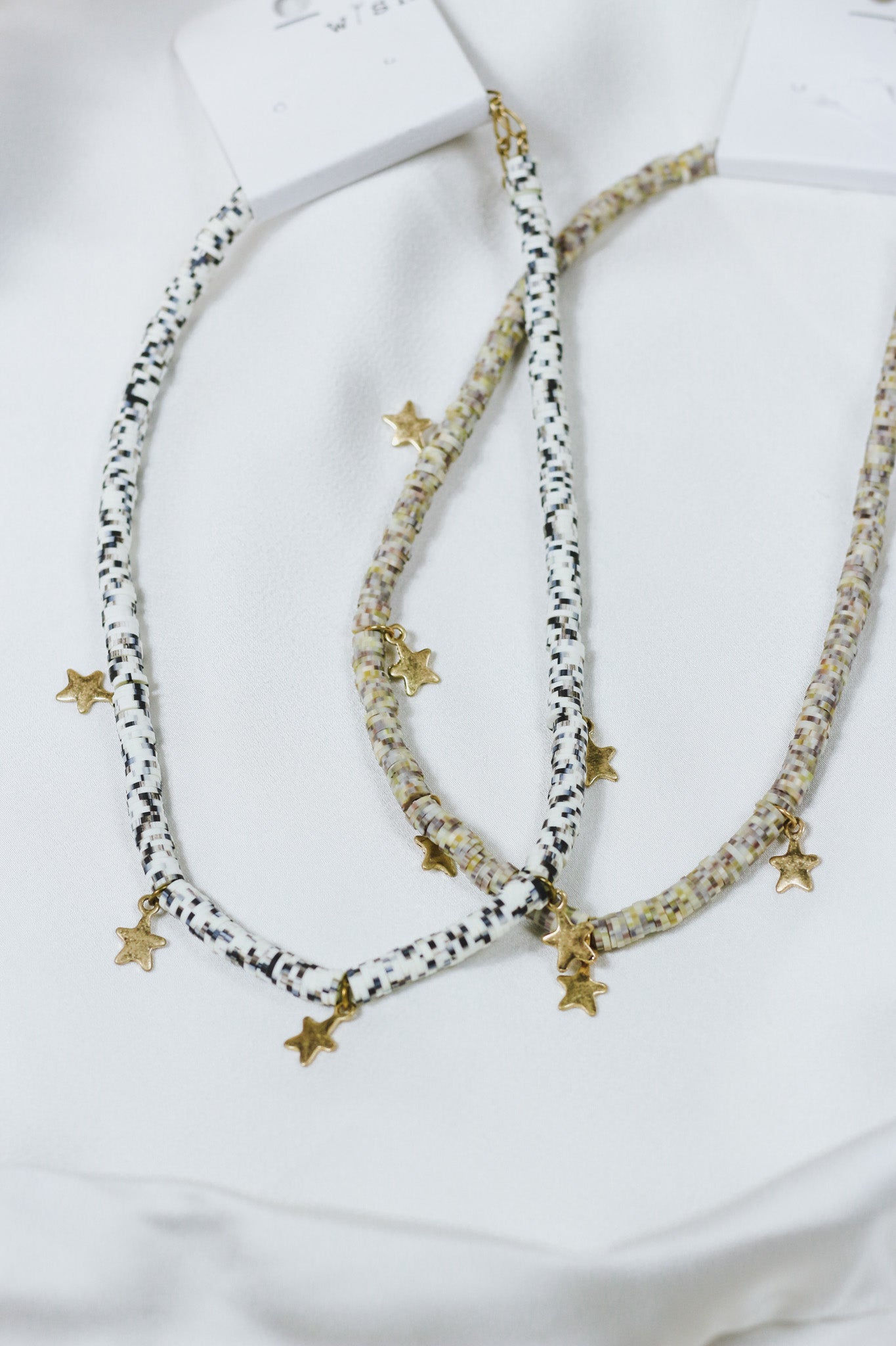 Black White Beaded Star Necklace