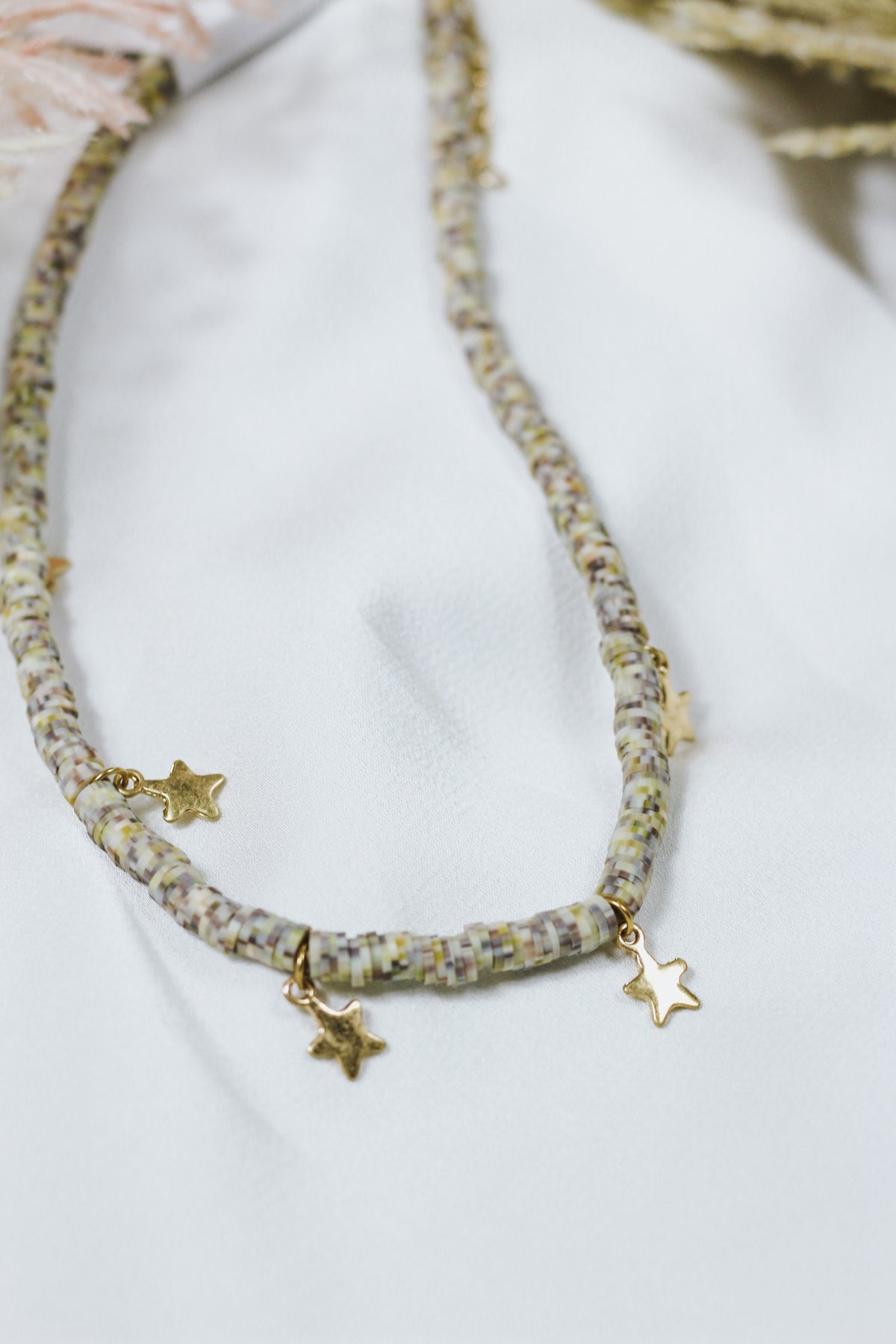 Natural Cream Beaded Star Necklace