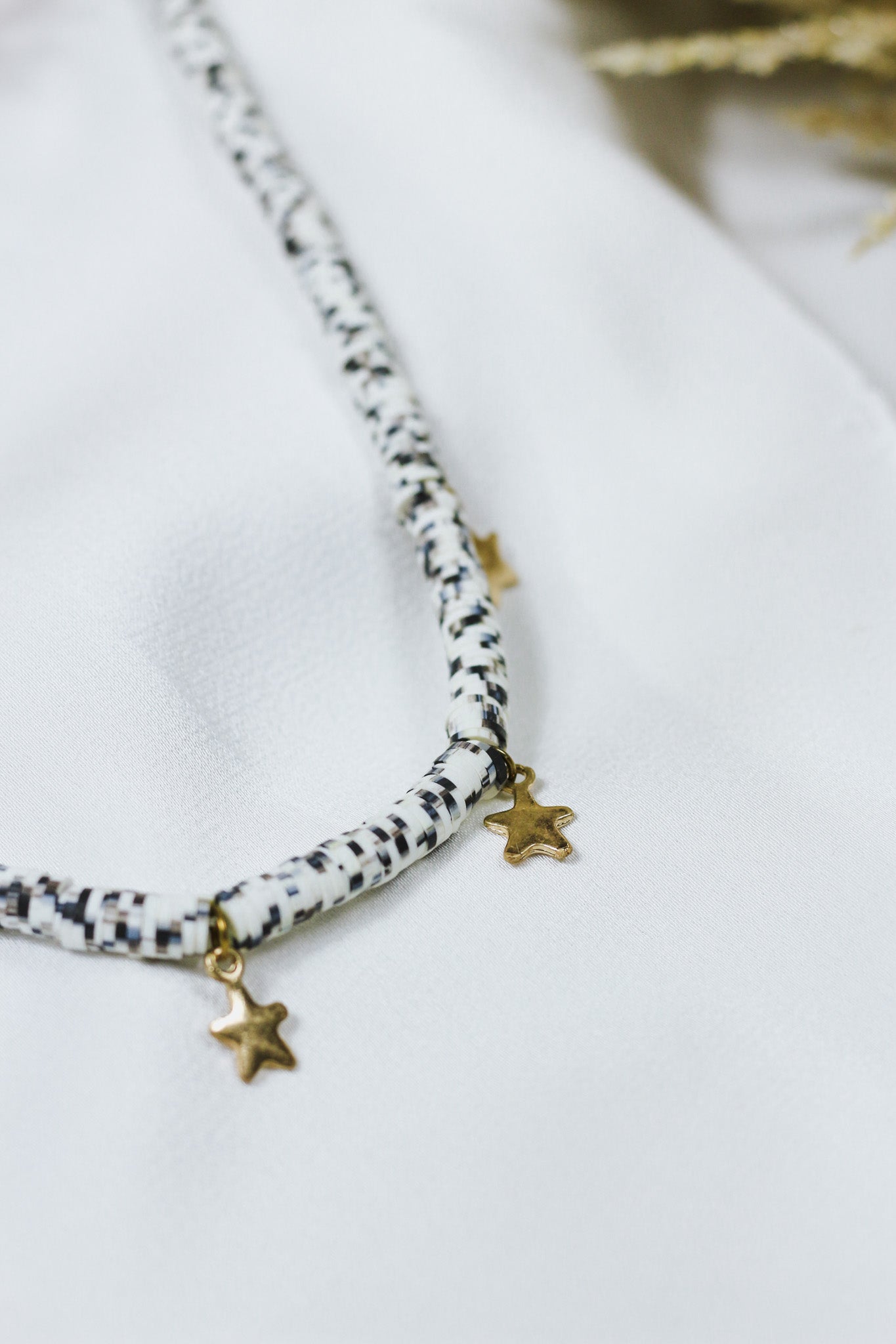 Black White Beaded Star Necklace