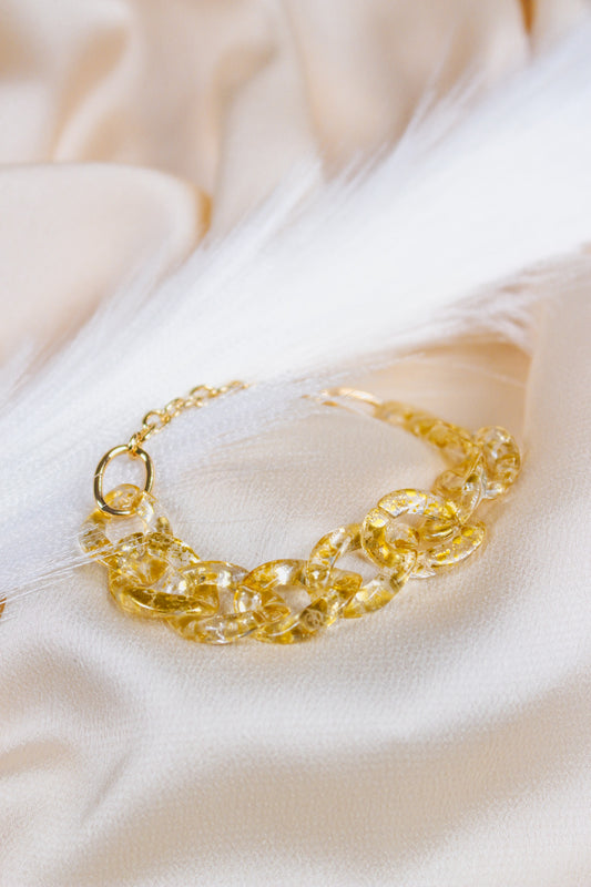 Clear Gold Chunky Chain Link Bracelet