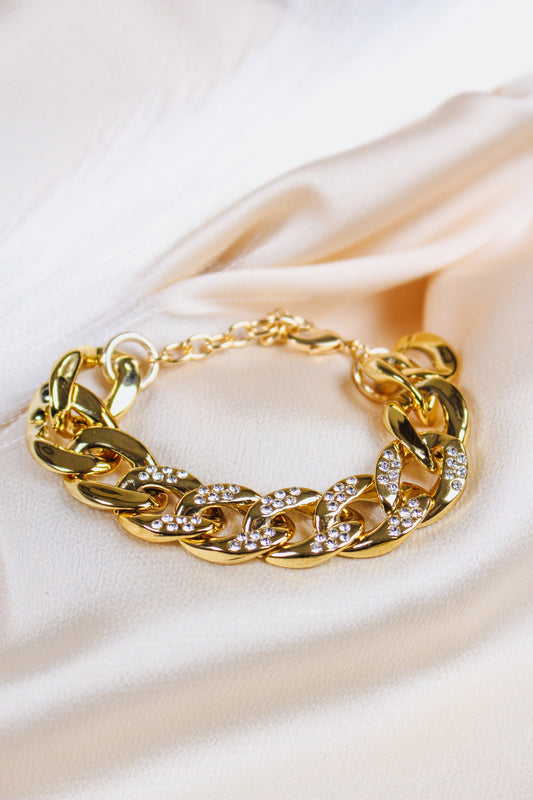 Chunky Gold Chain Rhinestone Bracelet