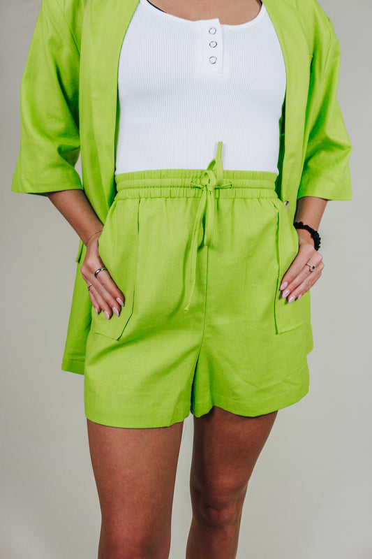 On A Daily Basis Lime Shorts