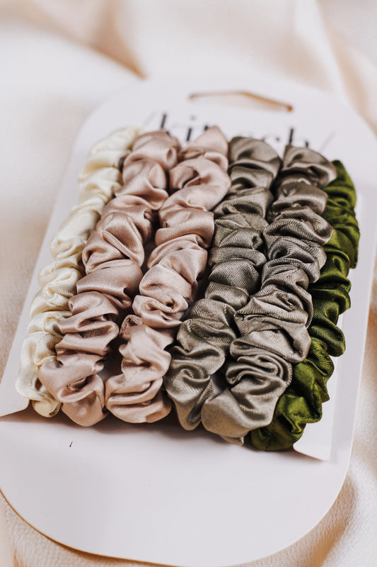 Eucalyptus Satin Kitsch Scrunchies 6 Pc