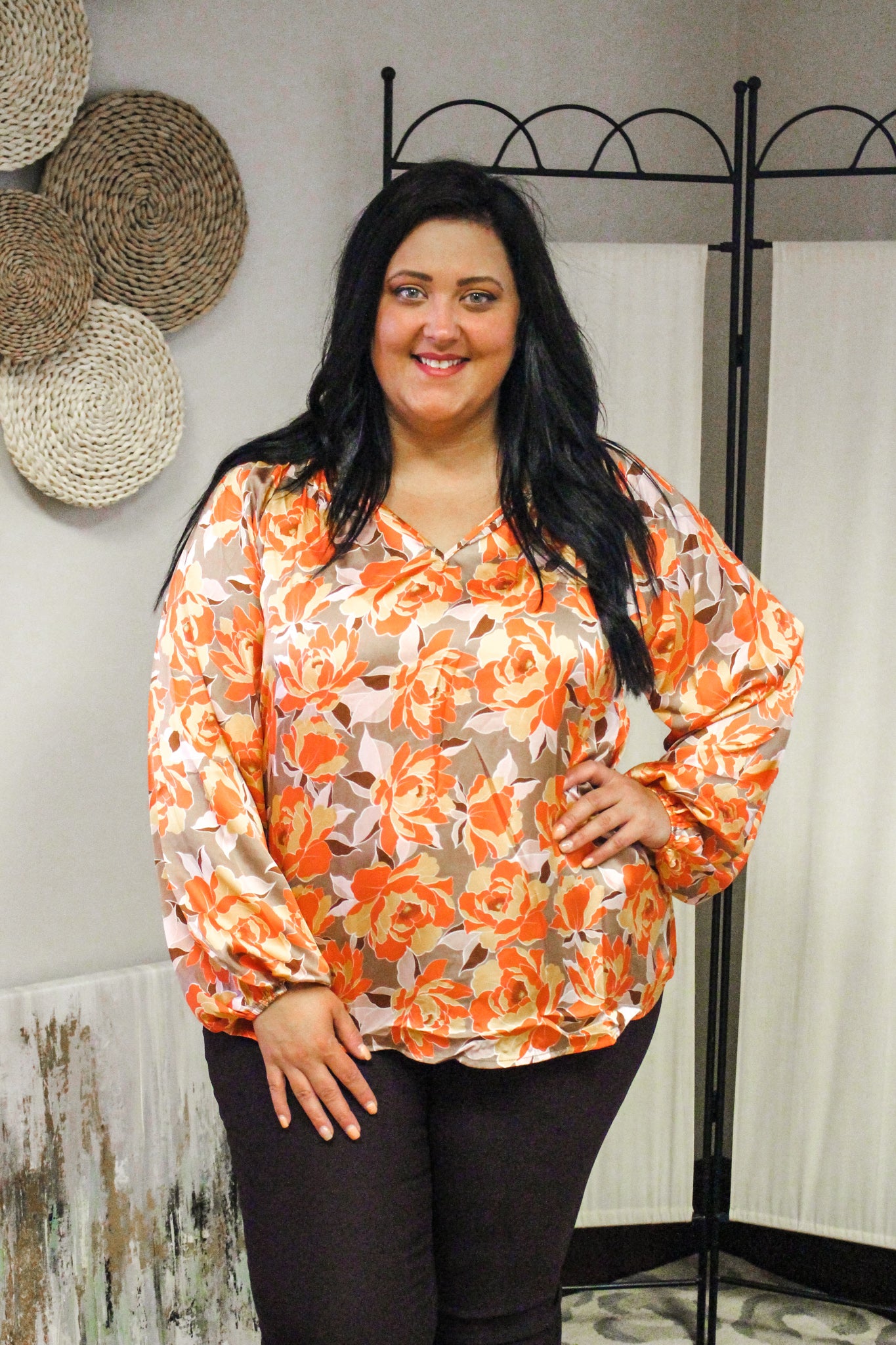 Tangerine Queen Floral Multi Blouse – Dales Clothing Inc
