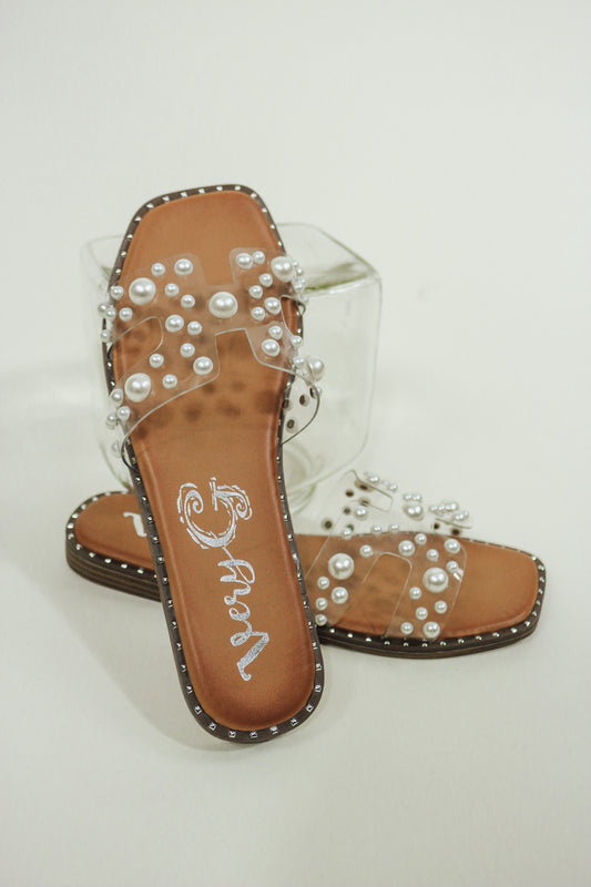 Clear Pearl Flat Sandals By Very G
