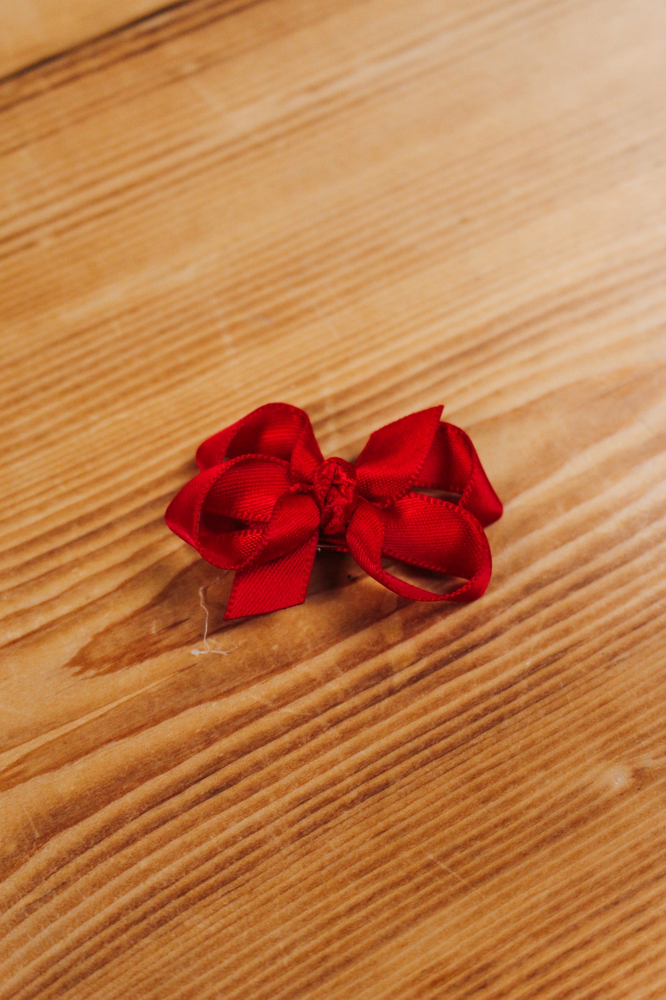Red Satin Double Knot Girls Bow Clip