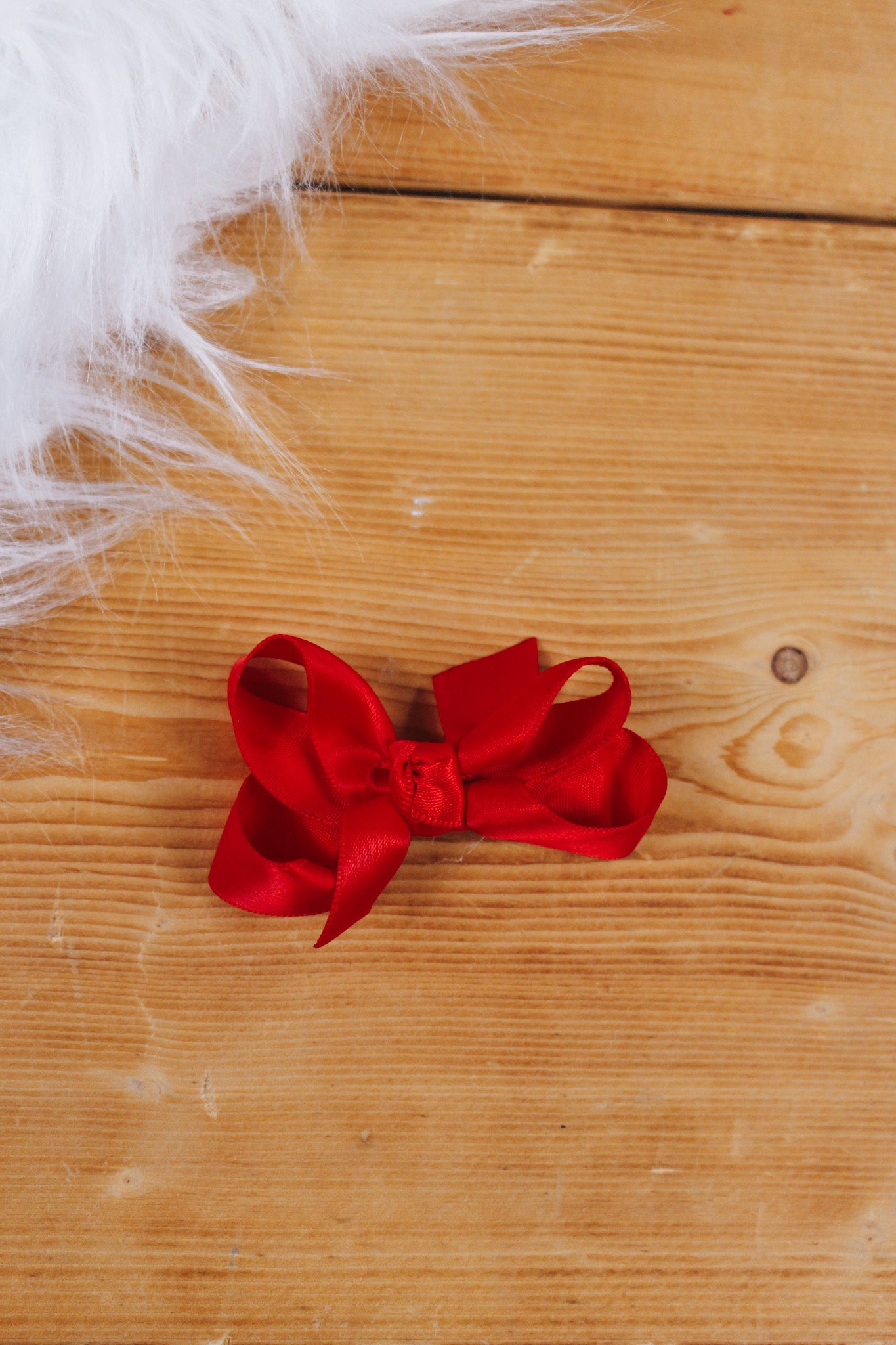 Red Satin Double Knot Girls Bow Clip