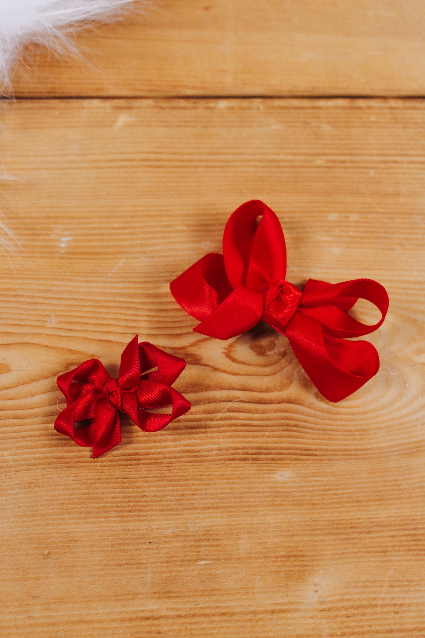 Red Satin Double Knot Girls Bow Clip