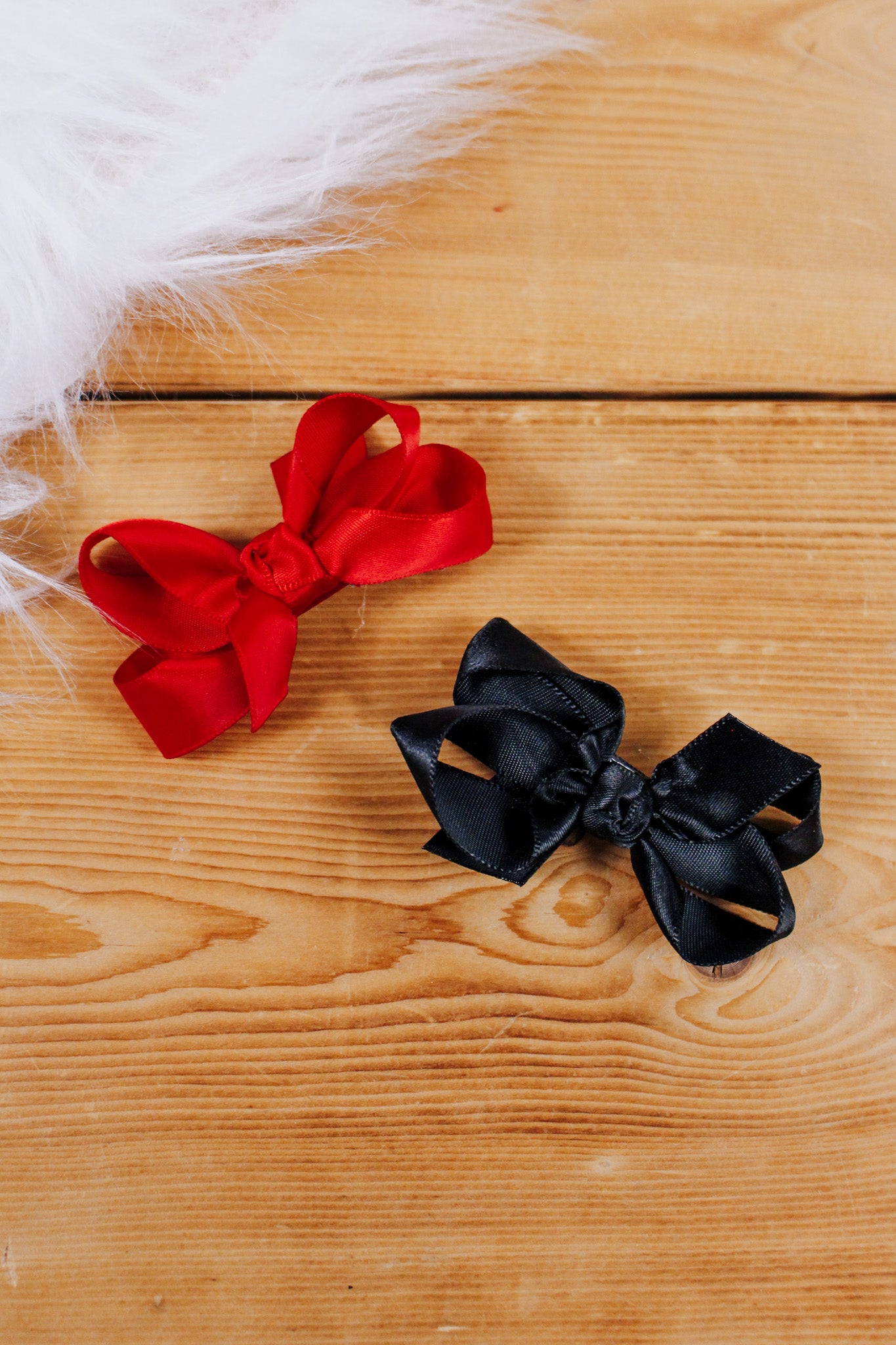 Black Satin Double Knot Girls Bow Clip