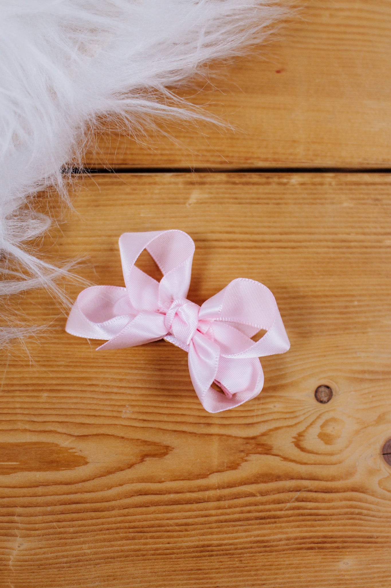 Light Pink Satin Double Knot Girls Bow Clip