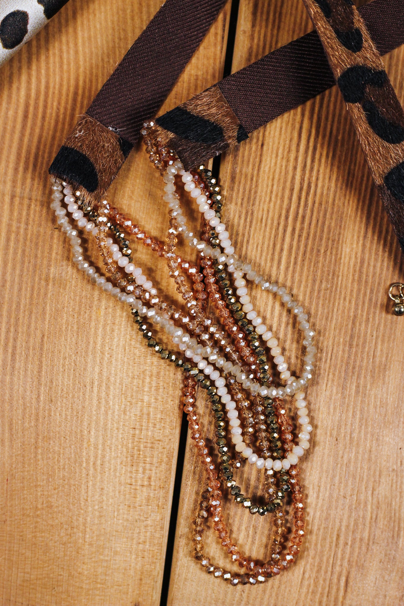 Necklace Set Gold Leopard Bead