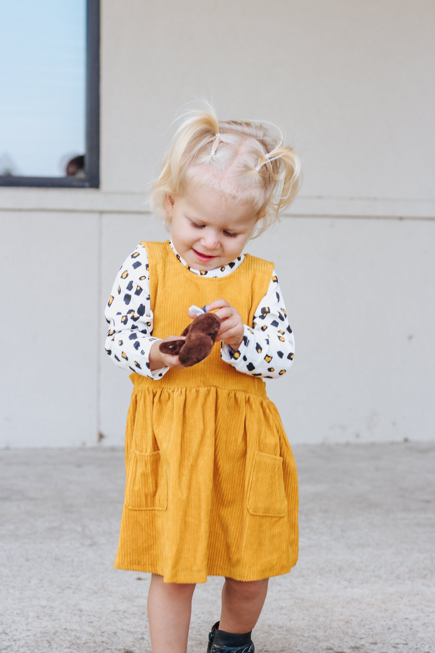Girls Yellow Dress With Spotted Top