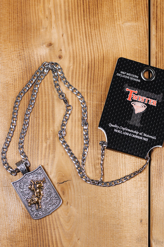 Twister Mens 24" Chain Bull Rider Necklace