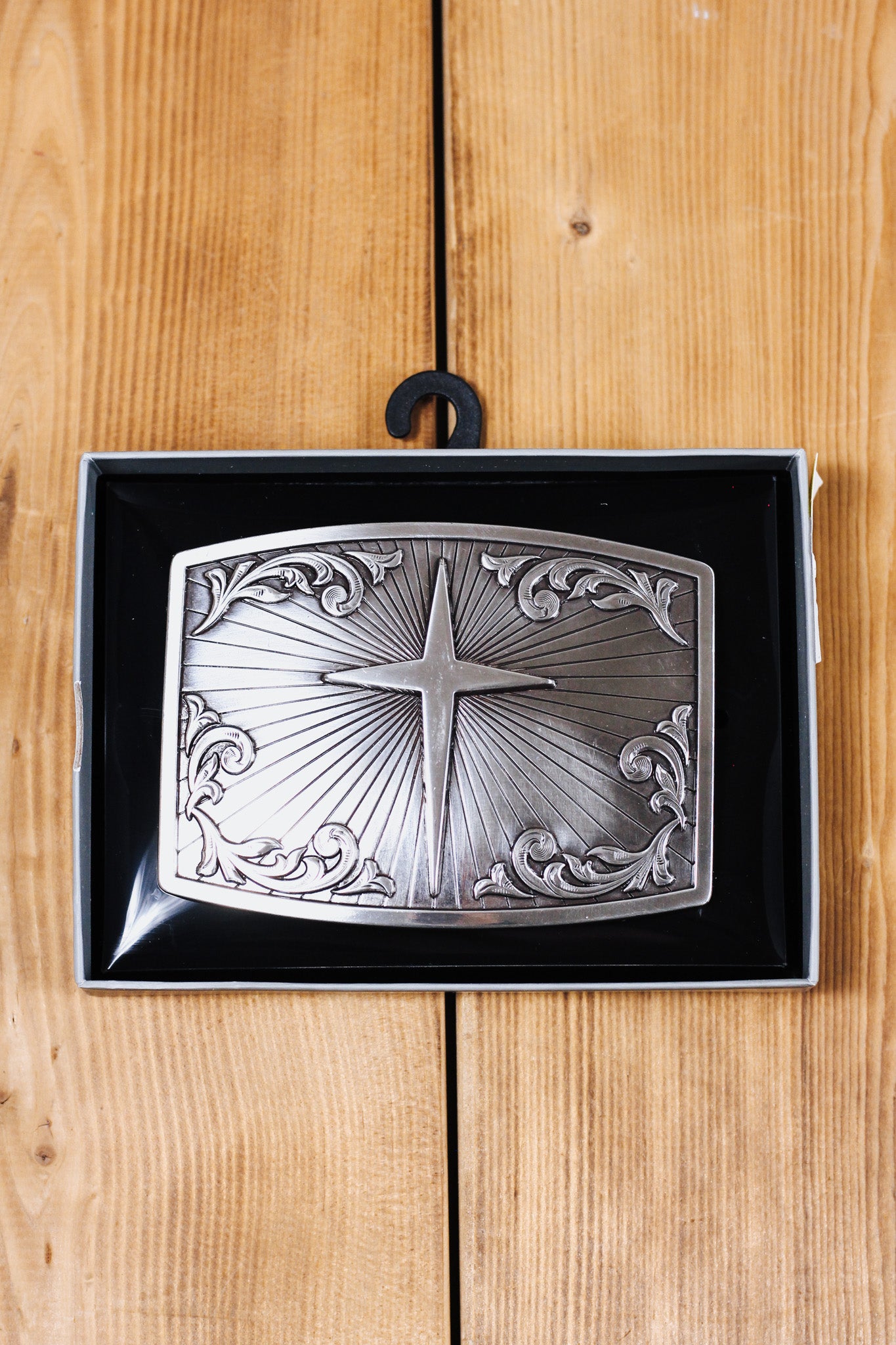 Nocona Mens Rectangle Floral Cross Buckle