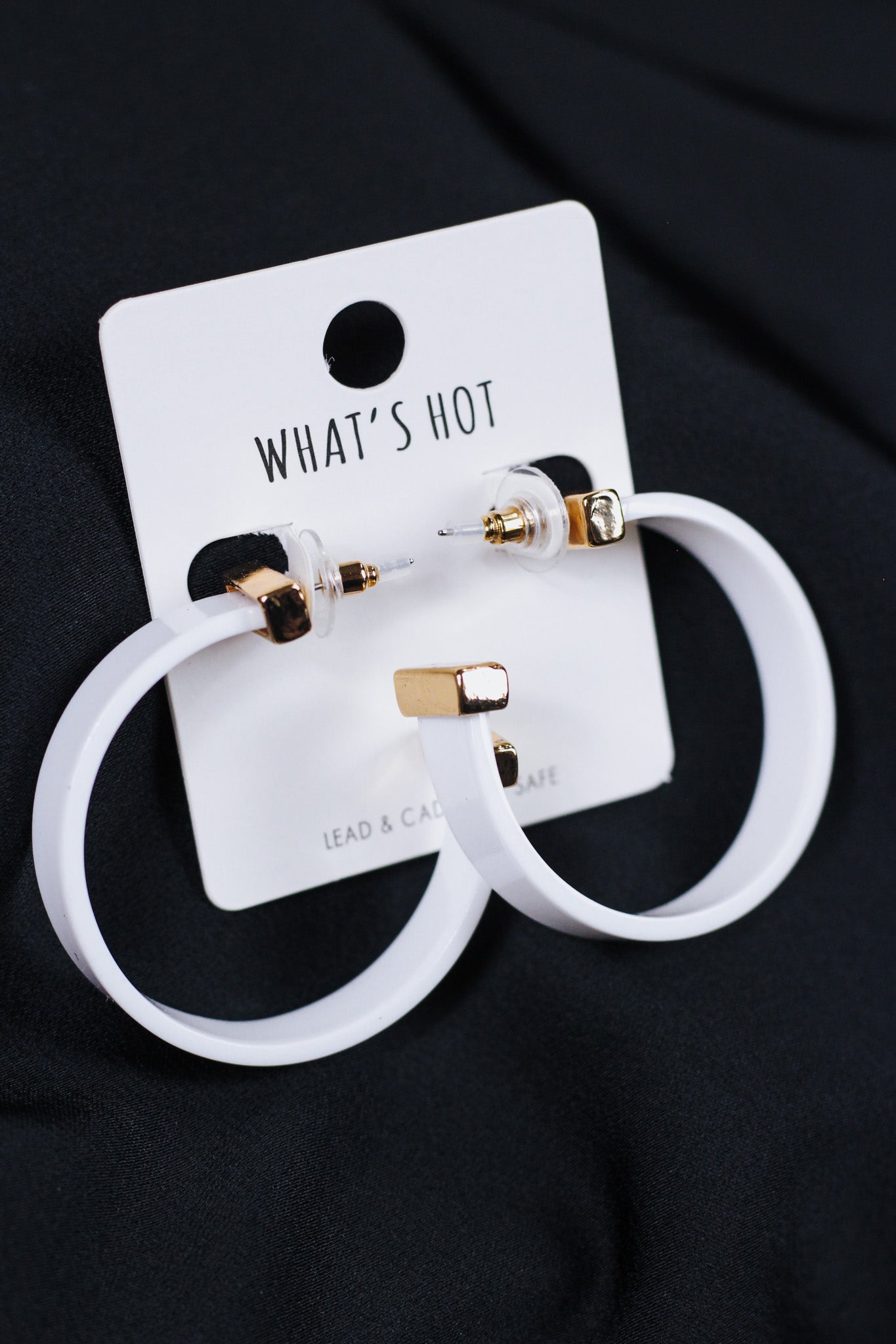 White Acrylic and Gold Hoop 1,75" Earring