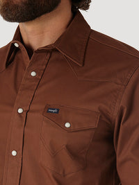 Premium Performance Advanced Comfort Cowboy Cut® Long Sleeve Spread Collar  Solid Shirt in Cement