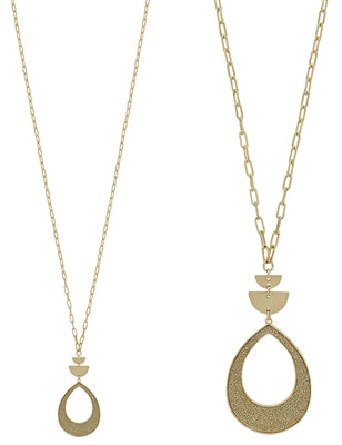 Matte Gold with Gold Metallic Teardrop Necklace