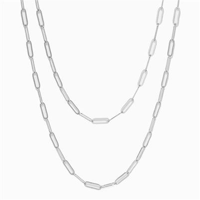 Matte Silver Chain 42" Wrap Necklace