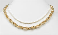 Gold Linked Chain Pearl 16-18" Necklace