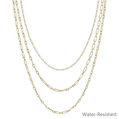 Gold Layered Set of 3 Water Resistant 16"-18" Necklace
