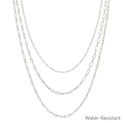 Silver Layered Set of 3 Water Resistant 16"-18" Necklace