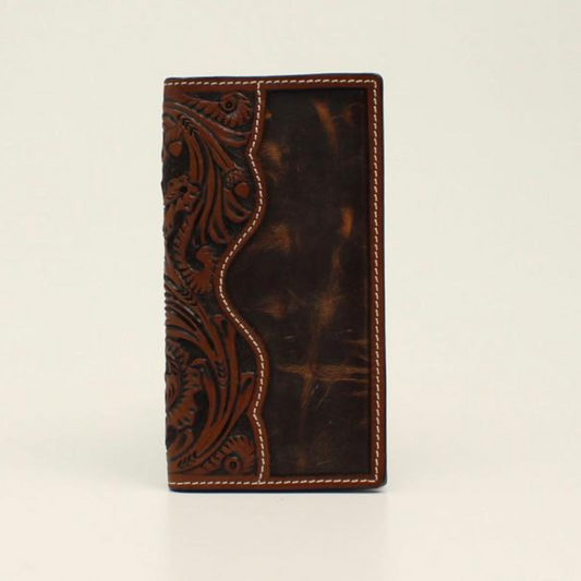 Men's Leaf & Acorn Brown Tooled Rodeo Wallet