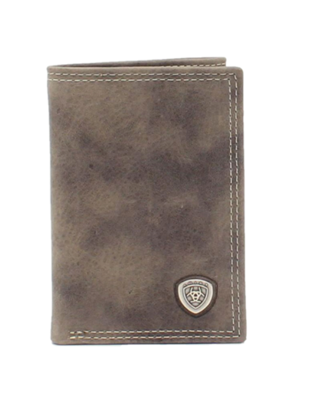 Ariat® Men's Shield Concho Grey Trifold Wallet