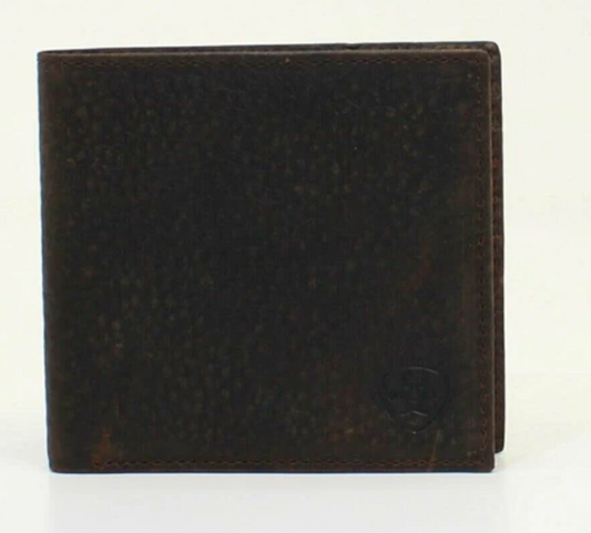 Ariat Mens Rowdy Wallet Shield Logo BROWN Bifold Wallet