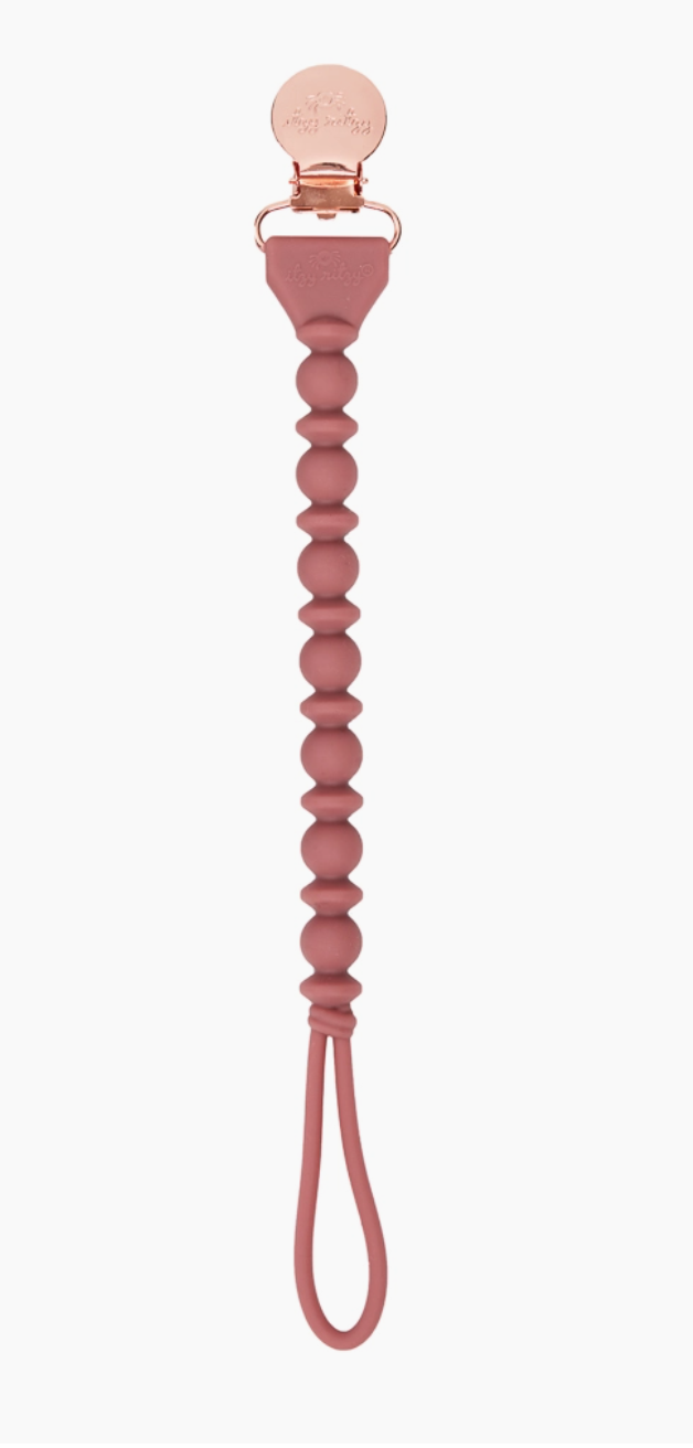 Rosewood Silicone Pacifier Clip