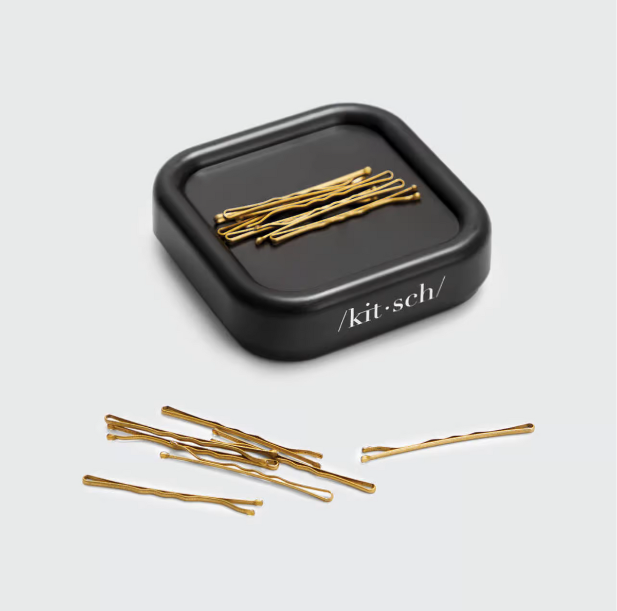 Kitsch Magnetic Bobby Pin Holder in black with gold bobby pins