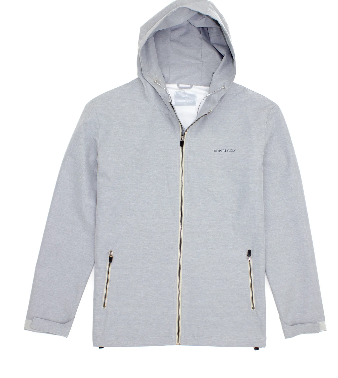 Canopy Grey Mist Rain Jacket Properly Tied