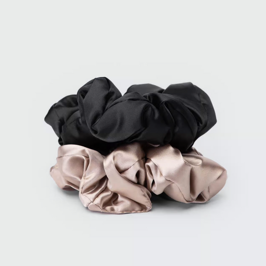Satin Sleep Pillow Scrunchies Black Gold By Kitsch