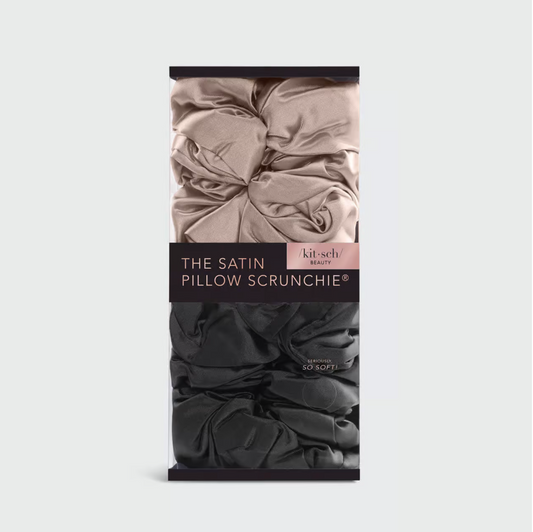Satin Sleep Pillow Scrunchies Black Gold By Kitsch