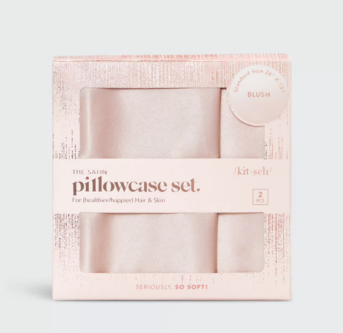 Holiday Satin Pillowcase Set -Blush By Kitsch