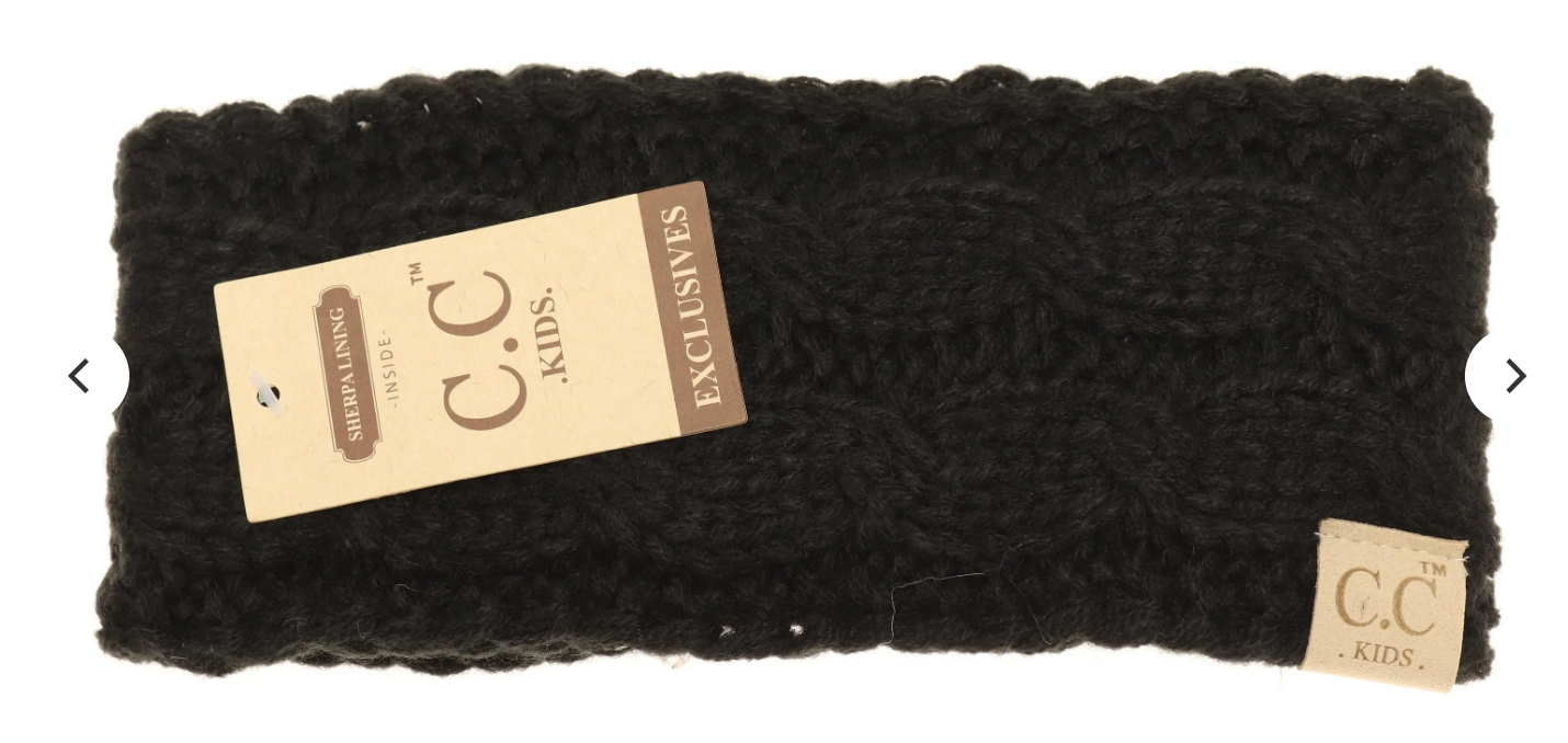 Kids Black Solid Cable Knit CC Headwrap