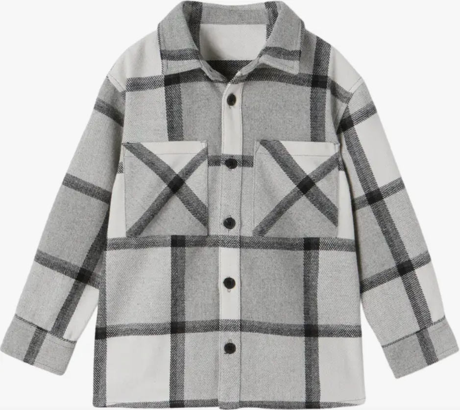 Girls Grey Oversized Flannel By Silver Co