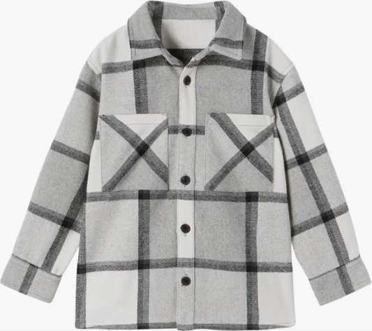 Girls Grey Oversized Flannel By Silver Co