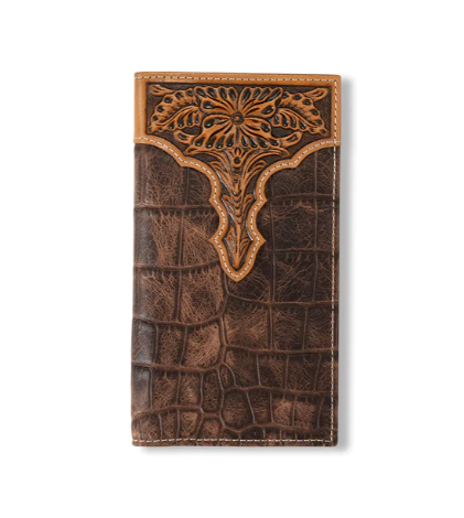 Ariat Croc Print Brown Leather Wallet
