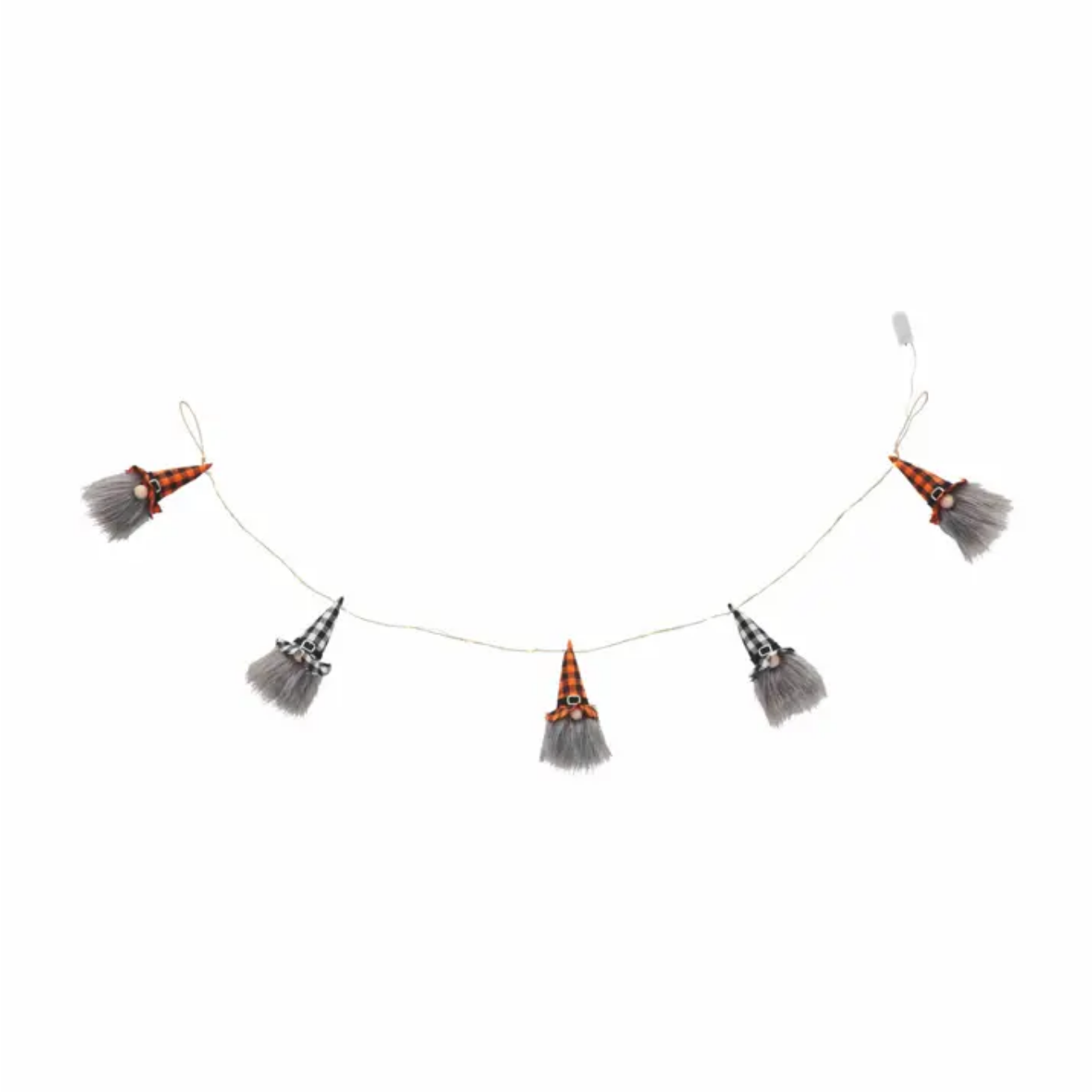 Light-Up Halloween Plaid Gnome Garland By Mud Pie