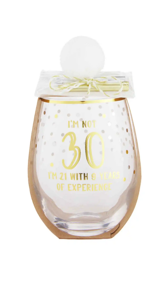 30th Birthday Wine Glass And Candle Set