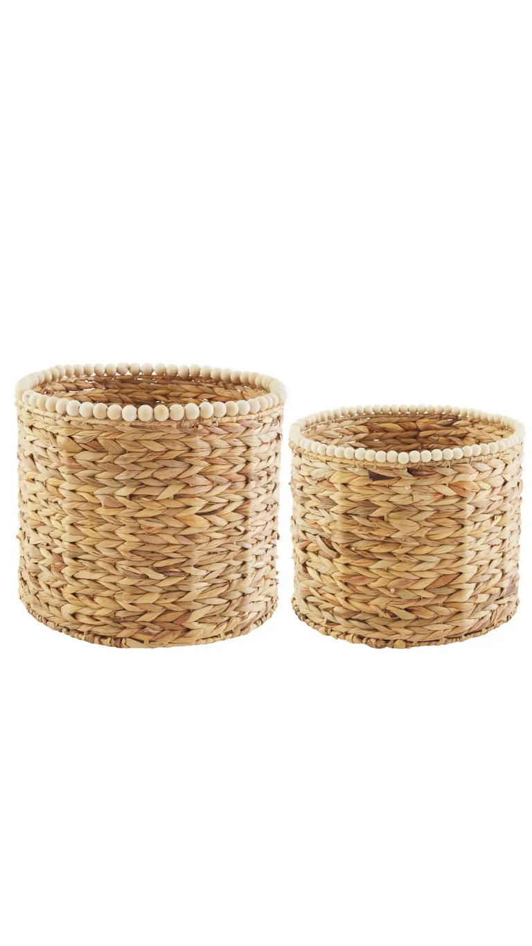 Hyacinth Beaded Basket Set by MudPie