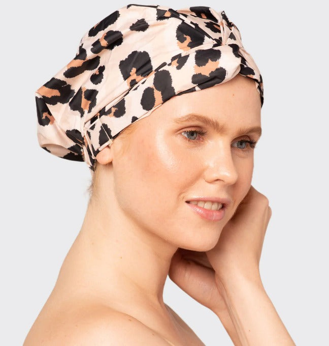 Recycled Polyester Luxe Shower Cap - Leopard